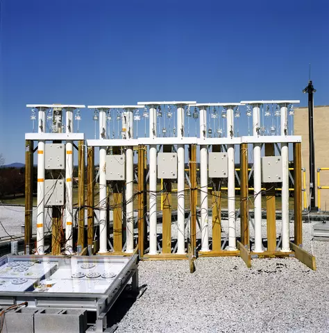 Roof of a building with a testing device on it