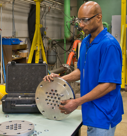 Aaron Johnson with nozzle array