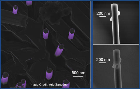 Image of gallium nitride wires.