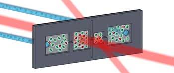 Illustration of NIST chip that makes polarized xenon gas.