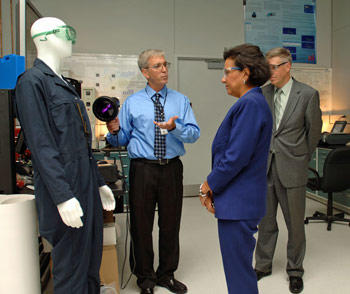 Secretary Priztker visiting a lab