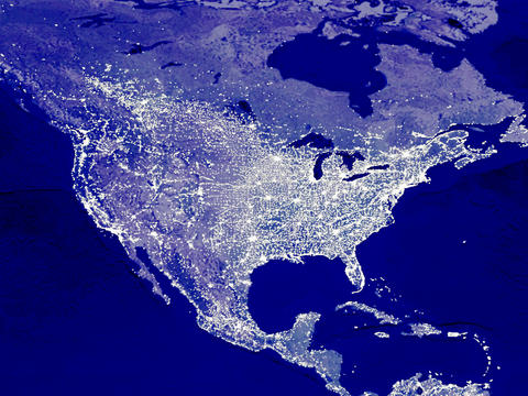 USA map at night