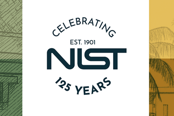 NIST 125 Years logo with colored vertical strips on edge