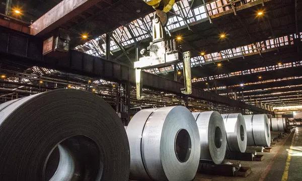 rolls of steel in a manufactuing facility