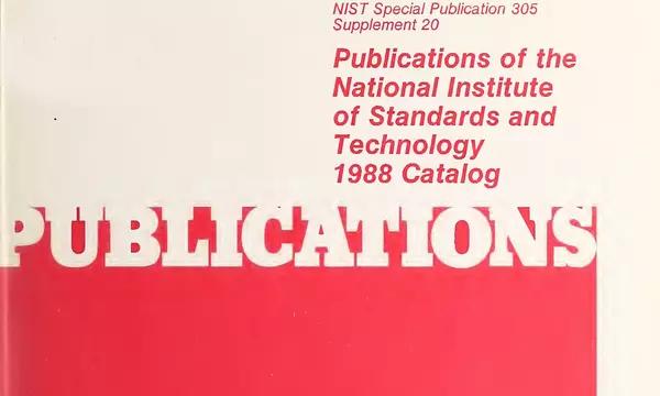 NIST Publications 1988 catalog cover