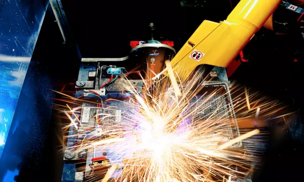 robot arm with sparks
