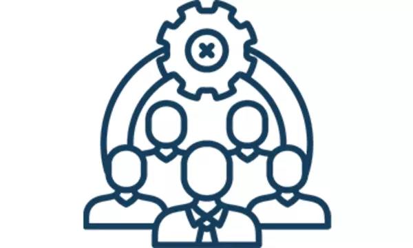 A line drawing of people representing a committee