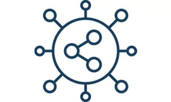 line drawing of connected circles representing a network