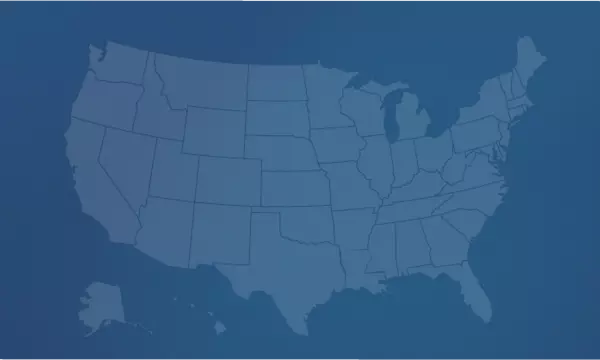 Dark blue background with light blue US map that shows states