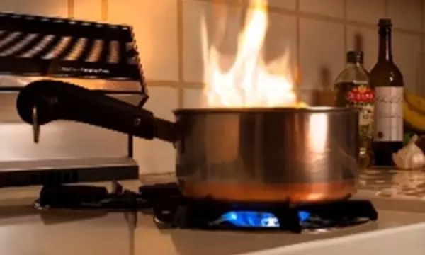 cooktop with flame
