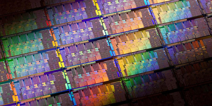 multicolor image of an intel 2nd generation core microprocessor 