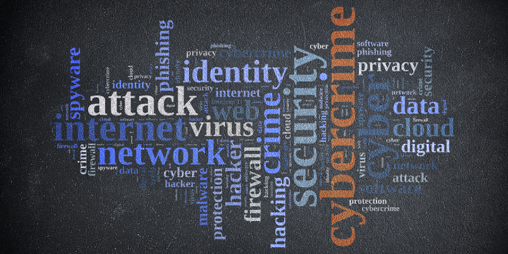 cybersecurity terms in a word cloud