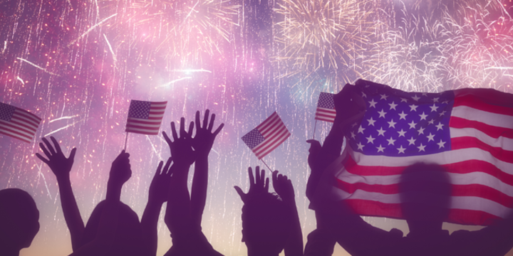 People holding the Flag of USA 