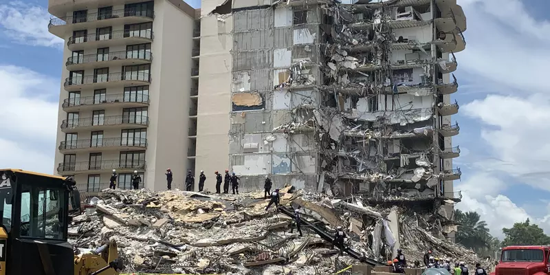 The site of the Champlain Towers South partial collapse in Surfside, Florida