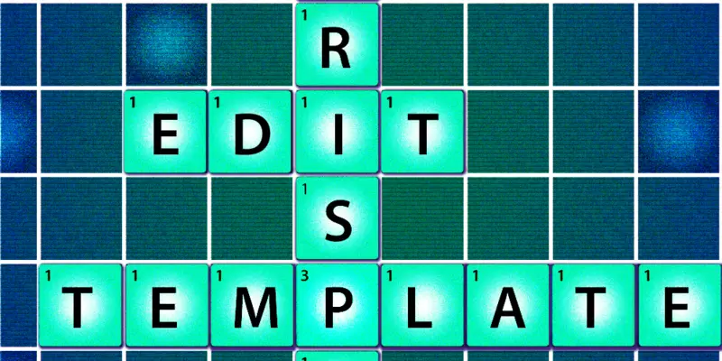 An illustration of a Scrabble board, including the words "CRISPR," "EDIT," and "TEMPLATE."