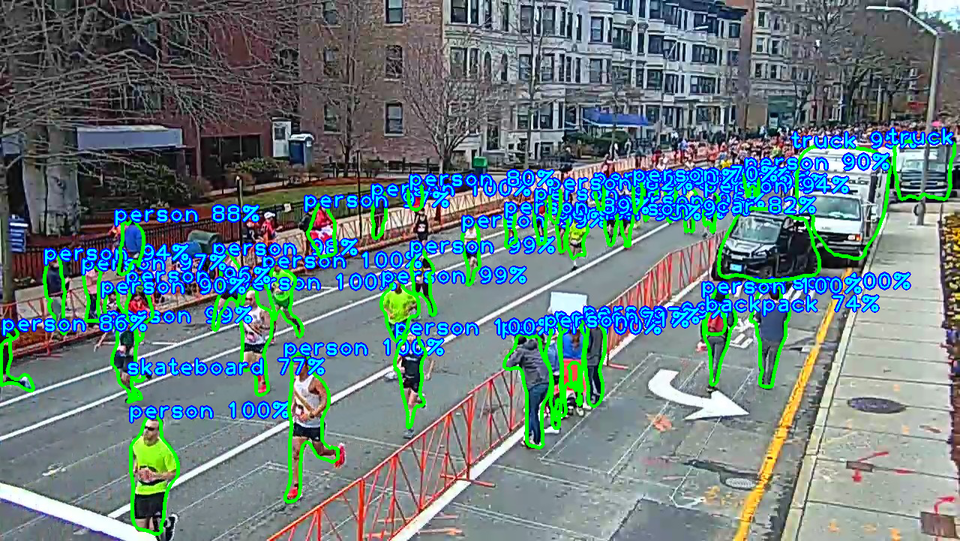 Displays an image from the Boston Marathon with Spectronn's tech overlaid.