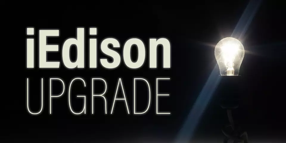 iEdison Banner Image showing the text iEdison Upgrade and a lightbulb