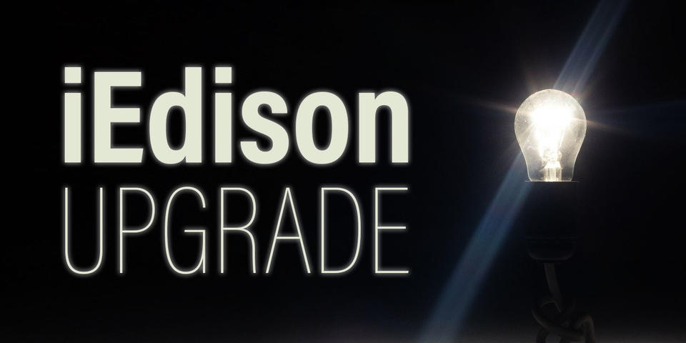 iEdison Banner Image showing the text iEdison Upgrade and a lightbulb