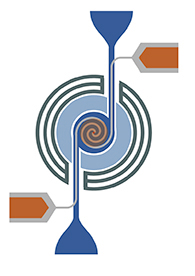 Drawing of a spiral delay line heater element, designed with the CNST Nanolithography Toolbox software