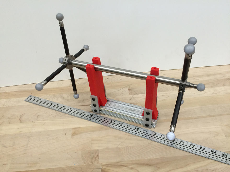 Artifact with six reflective spheres at each end used in NIST’s new standard test method for evaluating the performance of optical tracking systems.