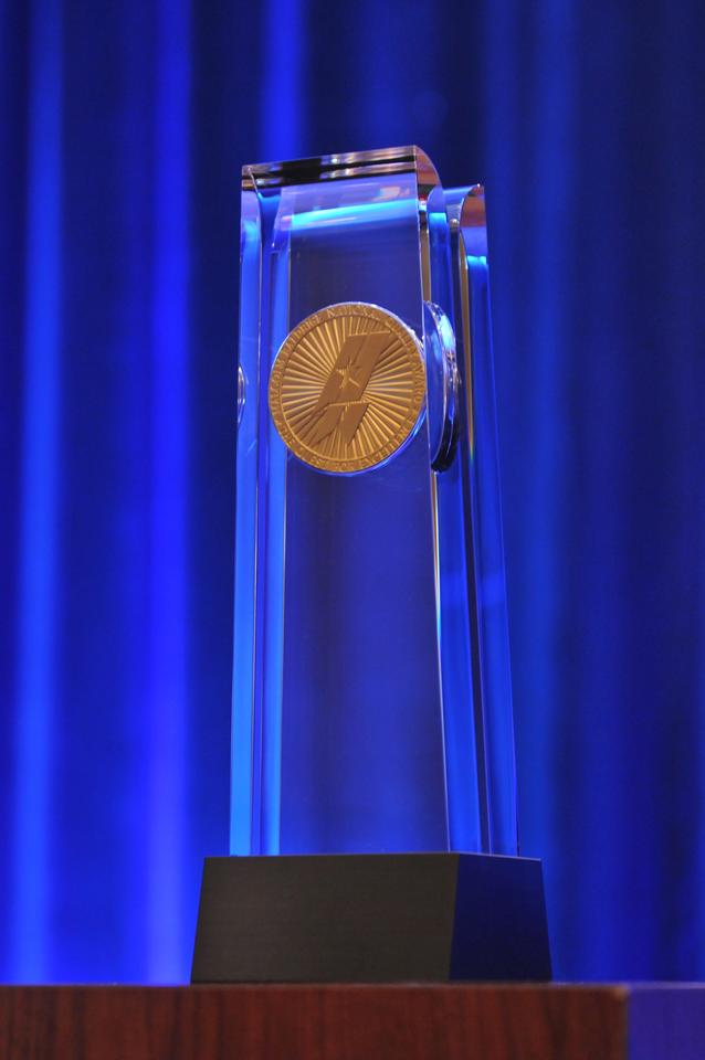 Photo of Baldrige Award Crystal on Stage at April 2015 Ceremony