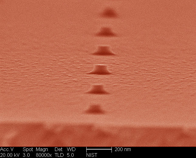 Colorized micrograph of quantum dots 