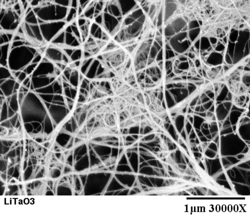 An after microscope image of a pyroelectric detector coated with single-walled nanotubes