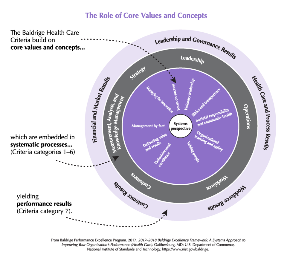 2017-2018 Baldrige Framework (Health Care) Role of Core Values and Concepts PNG Download