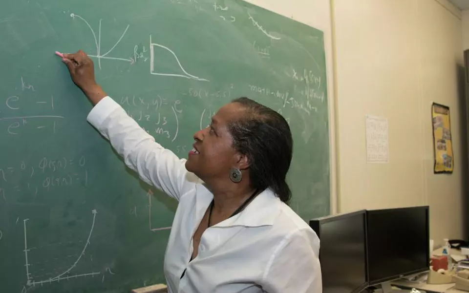 Woman at blackboard
