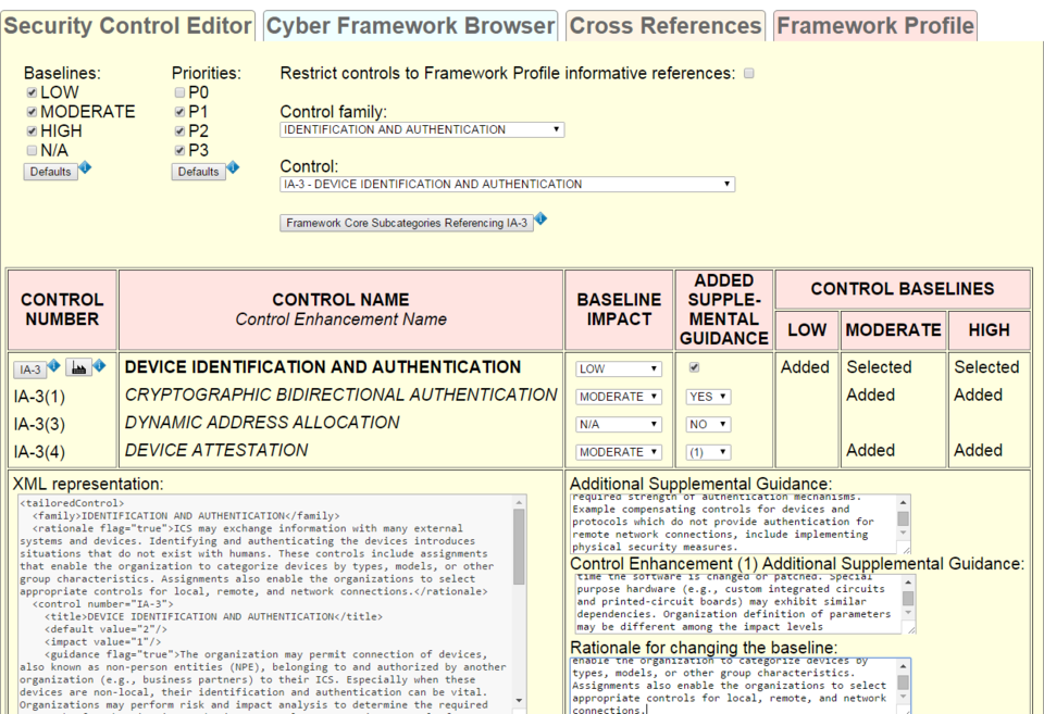 Baseline Tailor Security Control Editor tab