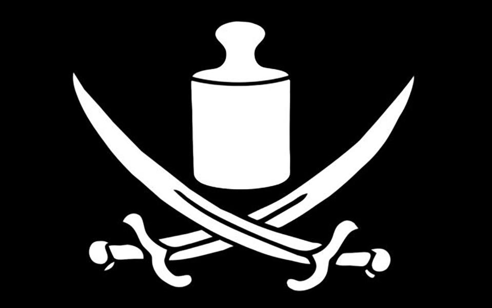 Pirate flag with grave
