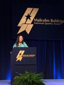 photo of  Dr. Katherine Gottlieb speaking at the 2015 Harry S. Hertz Leadership Award ceremony