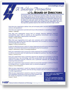 Cover image of "Baldrige for the Board of Directors" resource