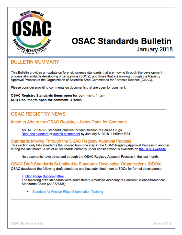 Standards Bulletin January 2018