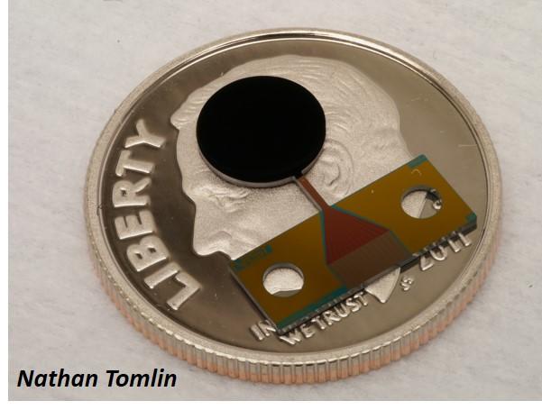  Image of optical detector on coin taken with stackshot camera