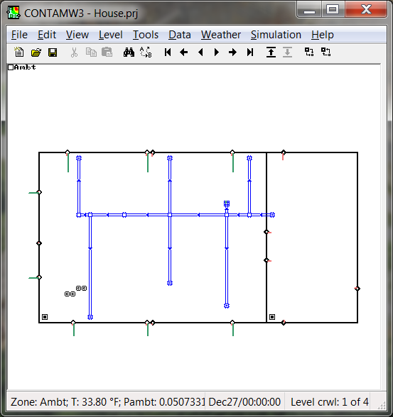 Screenshot of CONTAM's main window