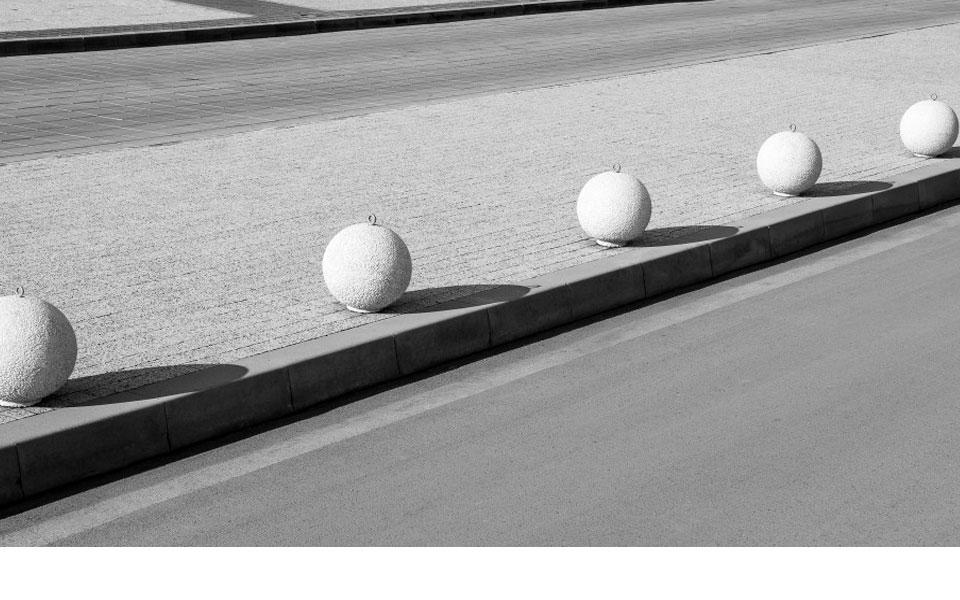 White balls in a row