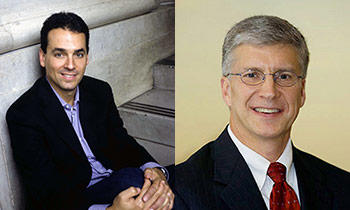Photo of Daniel Pink (left) and John Heer (right).