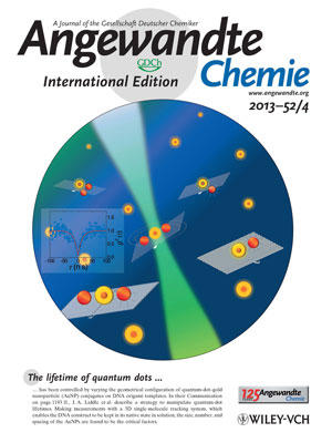 The cover of Angewandte Chemie International Edition 52(4). Copyright (2013) Copyright Wiley-VCH Verlag GmbH & Co. KGaA. Reproduced with permission.