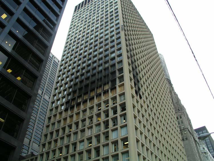 The northeast corner of the Cook County Administration Building, 12 days after the fire