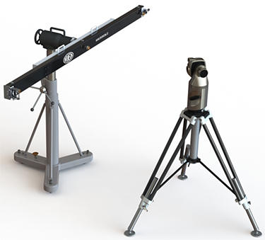 Scale bar, left, for use in field testing of laser trackers, right