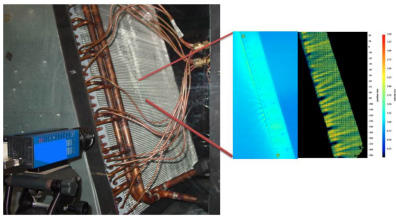 Measurement of the air velocity profile exiting a section of the rooftop air-conditioning unit's heat exchanger