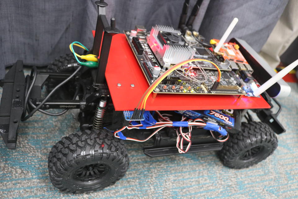 Photo of a remote controlled car with tracking technology built into it