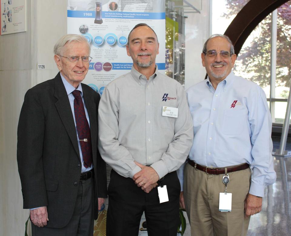 Baldrige Program Directors Curt Reimman (First Director), Bob Fangmeyer (Director), and Harry Hertz (Director Emeritus)