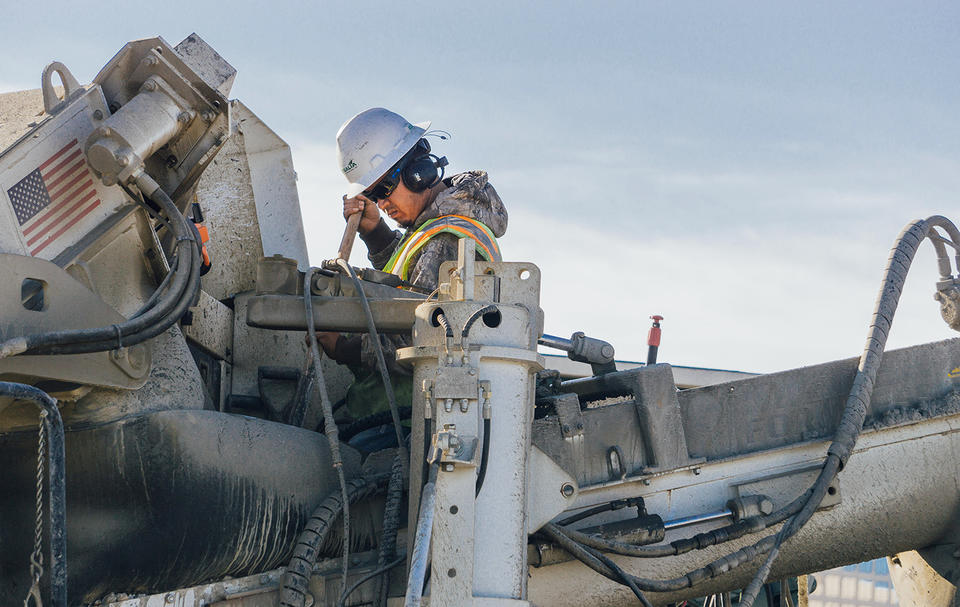 worker wearing hearing protection