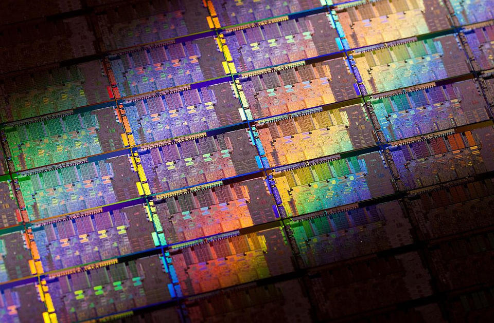 multicolor image of an intel 2nd generation core microprocessor 