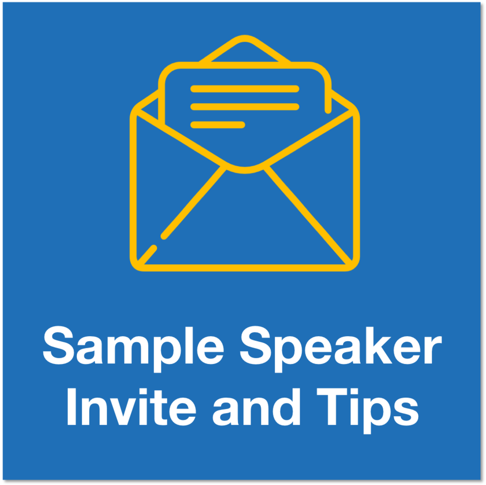 sample speaker invite and tips icon
