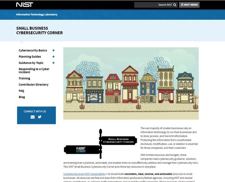 Screenshot of the Small Business Cybersecurity Corner site
