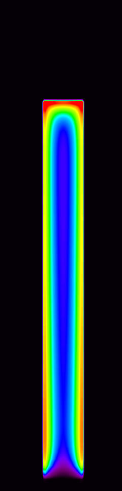 Tall, narrow image with many colors in the middle surrounded by black edge