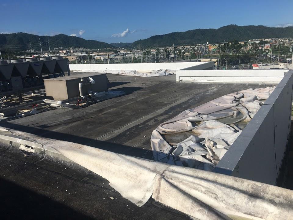 Single-ply membrane failed on roof of Caguas Municipal Building